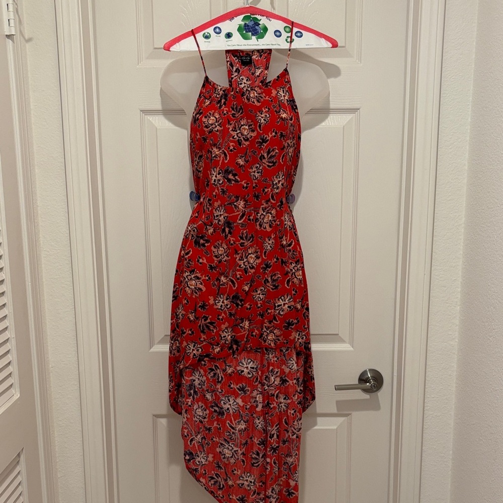 GIGI C Red Floral High Low Dress